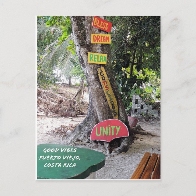 Good Vibes Rasta Bar Puerto Viejo Costa Rica Card Postkarte (Vorderseite)