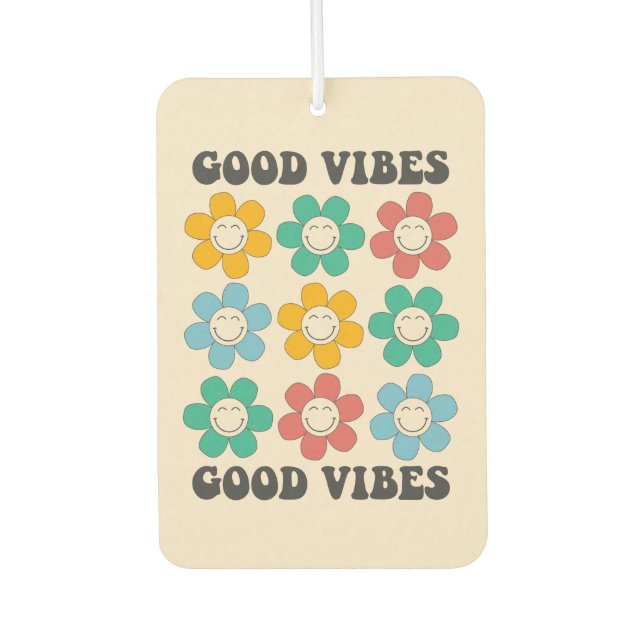Good Vibes Retro farbenfrohe Daisy Blume Autolufterfrischer (Vorderseite)
