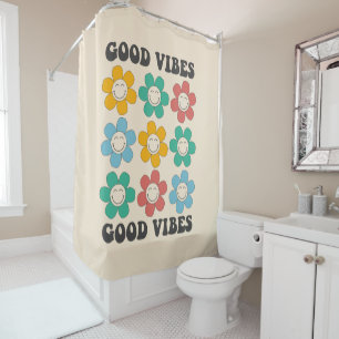 Good Vibes Retro farbenfrohe Daisy Blume Duschvorhang