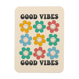 Good Vibes Retro farbenfrohe Daisy Blume Magnet