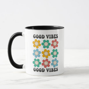 Good Vibes Retro farbenfrohe Daisy Blume Tasse
