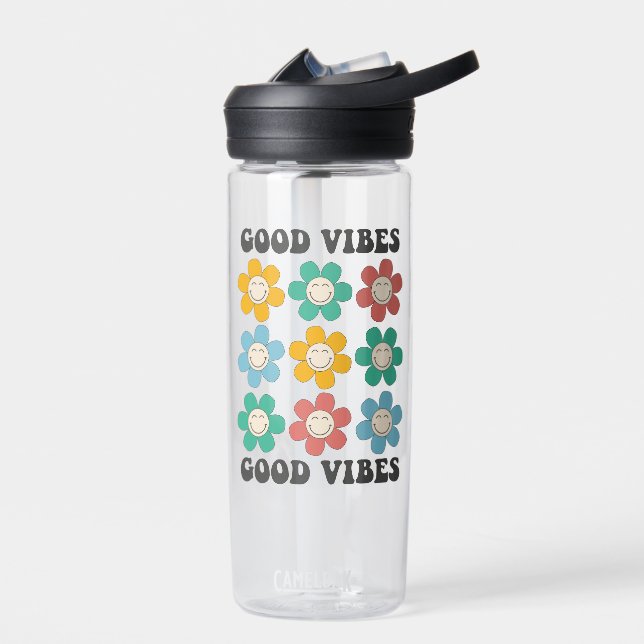 Good Vibes Retro farbenfrohe Daisy Blume Trinkflasche (Links)