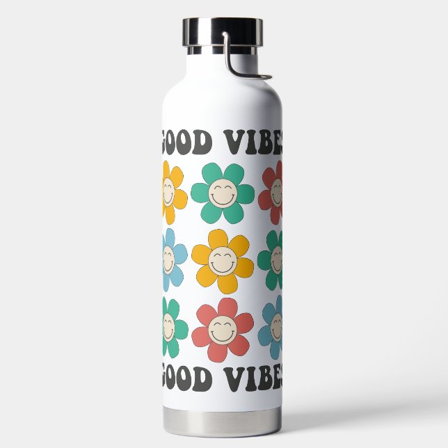 Good Vibes Retro farbenfrohe Daisy Blume Trinkflasche (links)