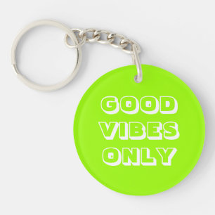 Good Vibes seulement, Porte - clé blanc vert chart