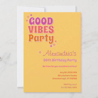 Good Vibes Summer 30. Geburtstag Party Einladung