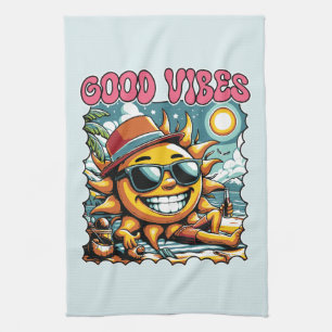Good Vibes - Sunshine - Retro Summer Geschirrtuch