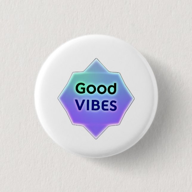 "Good Vibes" Text on Gradient Star Shape Button (Vorderseite)