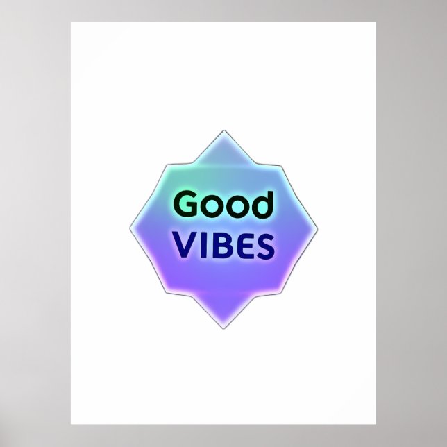 "Good Vibes" Text on Gradient Star Shape Poster (Vorne)