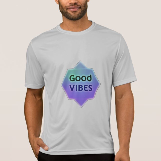 "Good Vibes" Text on Gradient Star Shape T-Shirt (Vorderseite)
