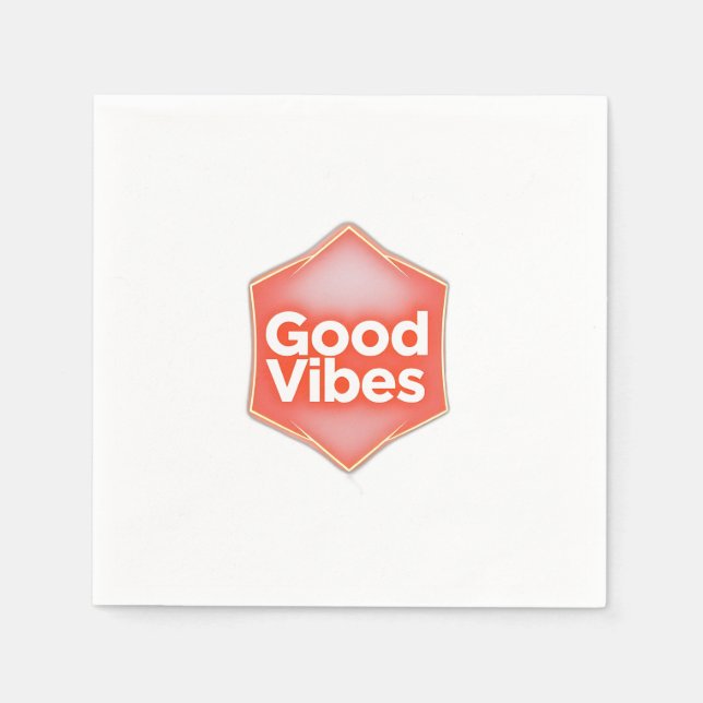 "Good Vibes" Text on Orange Geometric Shape Serviette (Vorderseite)