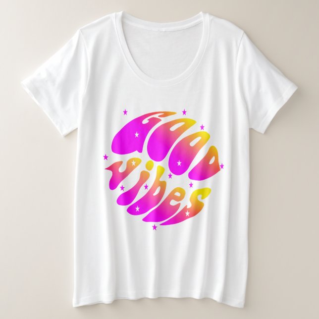 Good Vibes Typografy Große Größe T-Shirt (Design vorne)