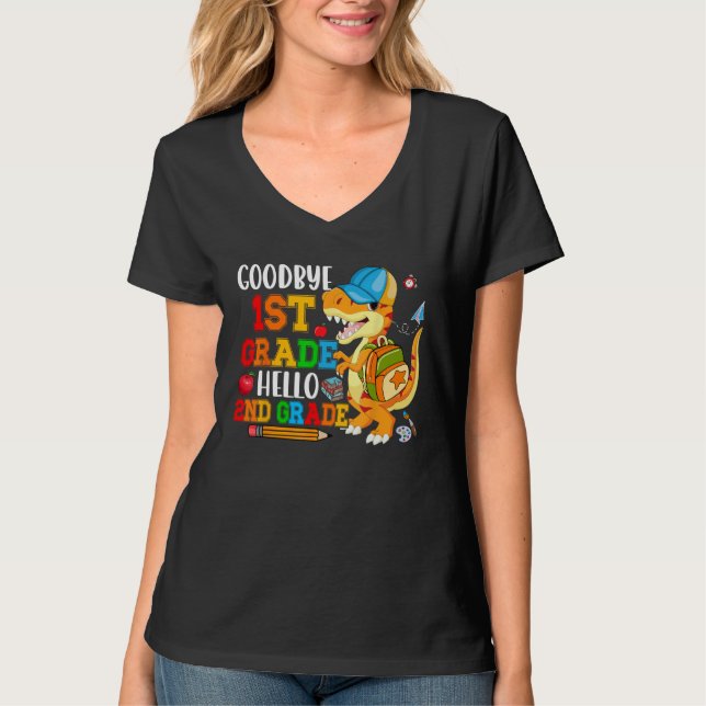 Goodbye 1st Grade Hello 2nd Grade Costume Rex Stud T-Shirt (Vorderseite)