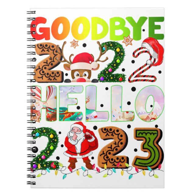 Goodbye 2022 Hello 2023 Niedlich Santa Claus Reind Notizblock (Vorderseite)