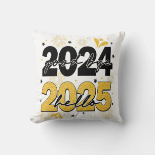 Goodbye 2024 Hello 2025 Fireworks Happy New Years Kissen
