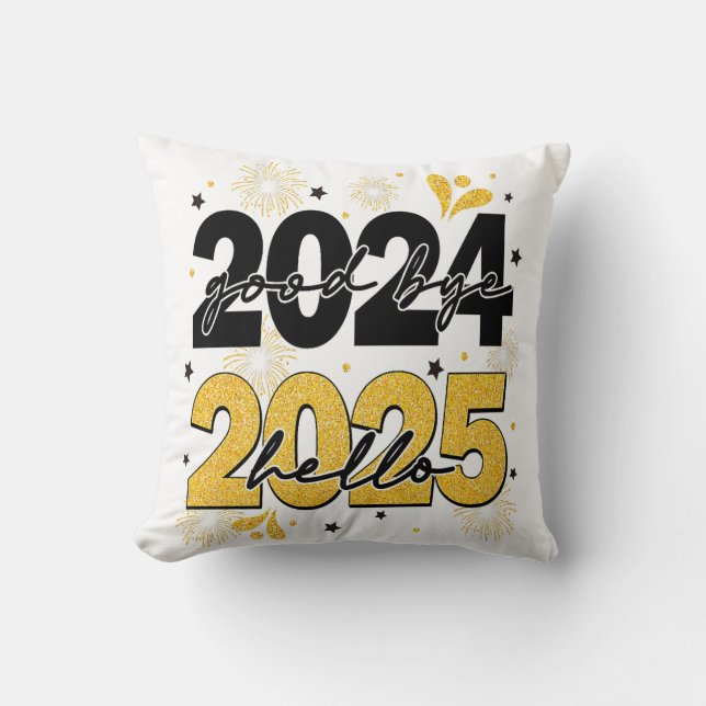 Goodbye 2024 Hello 2025 Fireworks Happy New Years Kissen (Vorderseite)