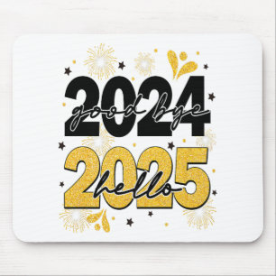 Goodbye 2024 Hello 2025 Fireworks Happy New Years Mousepad