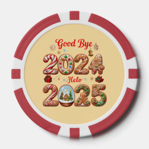 Goodbye 2024 Hello 2025 Happy New year Design Pokerchips