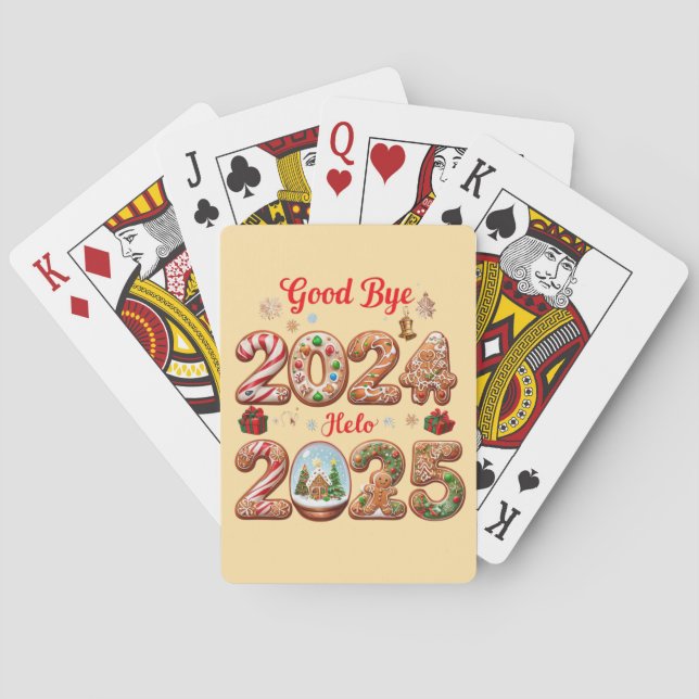 Goodbye 2024 Hello 2025 Happy New year Design Spielkarten (Rückseite)