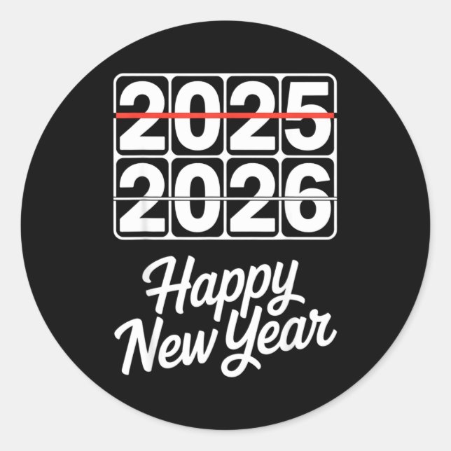 Goodbye 2025 Hello 2026 Clock Happy New Year Party Runder Aufkleber (Vorderseite)