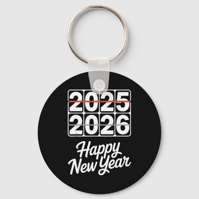 Goodbye 2025 Hello 2026 Clock Happy New Year Party Schlüsselanhänger (Vorderseite)