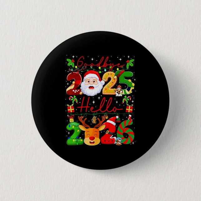 Goodbye 2025 Hello 2026 Happy New Year Christmas F Button (Vorderseite)