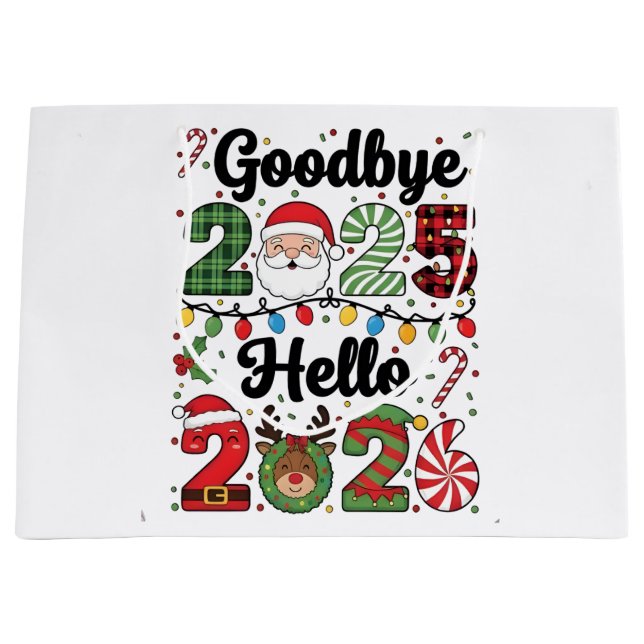 Goodbye 2025 Hello 2026 New Year Resolution   Große Geschenktüte (Vorderseite)