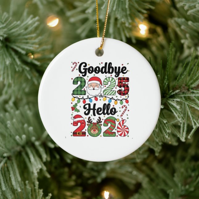 Goodbye 2025 Hello 2026 New Year Resolution   Keramik Ornament (Baum)