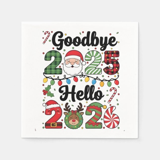 Goodbye 2025 Hello 2026 New Year Resolution   Serviette (Vorderseite)