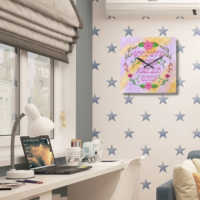 GOODBYE 20XX HELLO 20XX QUADRATISCHE WANDUHR (Von Creator hochgeladen)