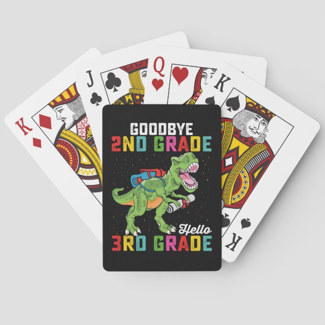Goodbye 2. Klasse Hello 3rd Grade T Rex Dinosaur Spielkarten (Rückseite)