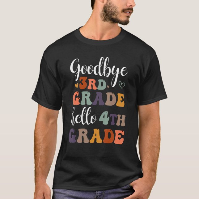 Goodbye 3rd Grade Hello 4th Grade Students Retro V T-Shirt (Vorderseite)