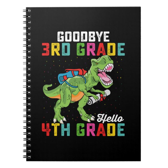 Goodbye 3rd Grade Hello 4th Grade T Rex Dinosaur Notizblock (Vorderseite)