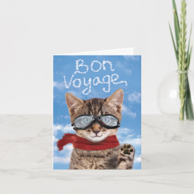 Goodbye Cat - Funny Pet Animal Bon Voyage Gruß Karte (Vorderseite)