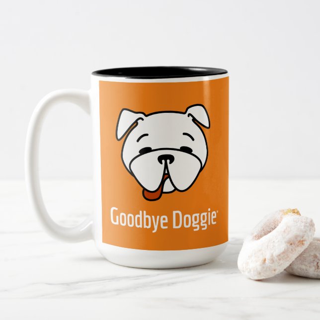 Goodbye Dogggie White Text Zweifarbige Tasse (Mit Donut)