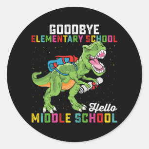 Goodbye Elementary Hello Middle School T Rex Runder Aufkleber
