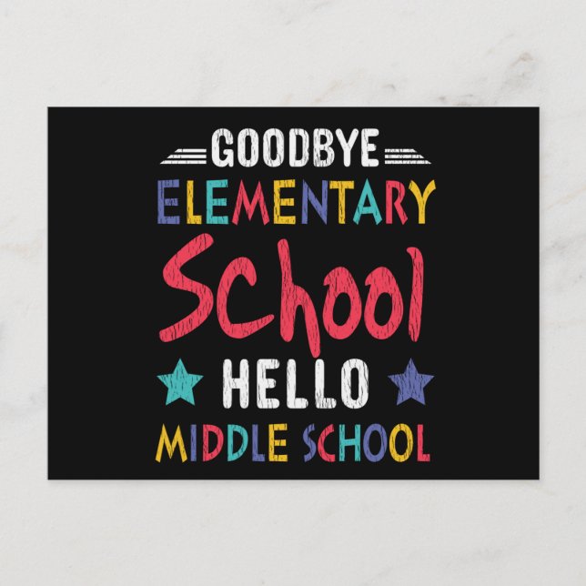 Goodbye Elementary School Hello Middle School Kids Postkarte (Vorderseite)