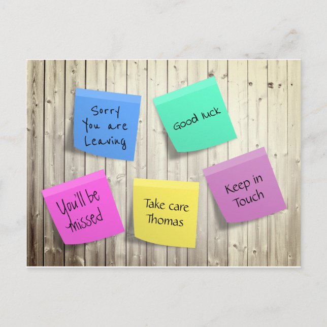 Goodbye Farewell Post-its Postkarte (Vorderseite)
