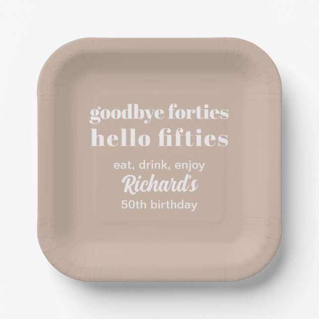 Goodbye Forties Hello Fifties Modern 50. Geburtsta Pappteller (Vorderseite)