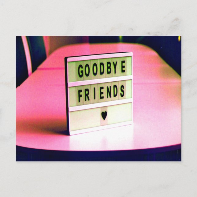 Goodbye Friends Heard Pink Postkarte (Vorderseite)