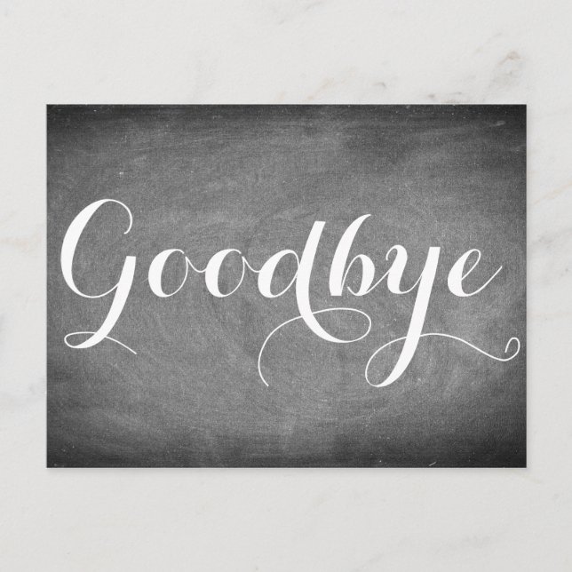 Goodbye Handwriting Typografy Schwarz-weiß Postkarte (Vorderseite)