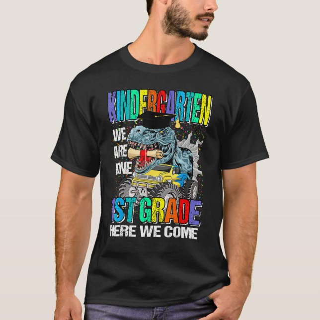 Goodbye Kindergarten Graduation Dinosaur Hello 1st T-Shirt (Vorderseite)