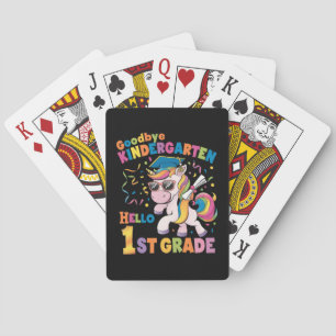 Goodbye Kindergarten Hallo 1. Grade Unicorn Spielkarten
