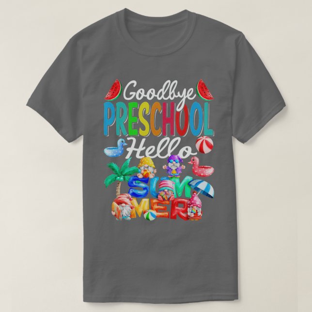 Goodbye Kindergarten Hallo Sommer Gnomes Beach T-Shirt (Design vorne)