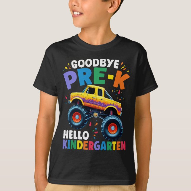 Goodbye Pre-k Monster Truck Graduation Boys T-Shirt (Vorderseite)