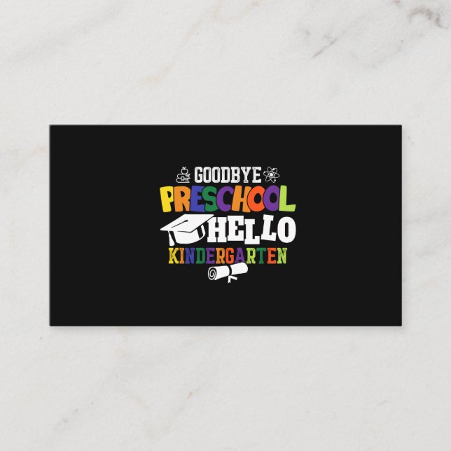 Goodbye Preschool Hello Kindergarten PreK Visitenkarte (Vorderseite)