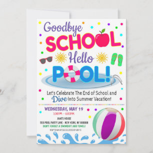 Goodbye School Hello Pool Party Invitation de fill