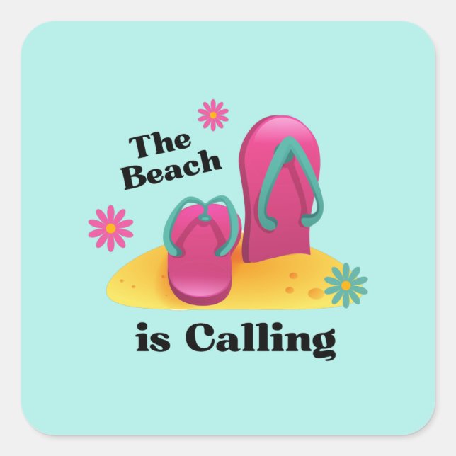 Goodbye School Hello Summer Beach Quadratischer Aufkleber (Vorderseite)