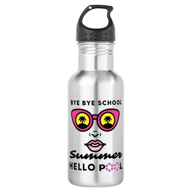 Goodbye School Hello Summer Pool Edelstahlflasche (Vorderseite)