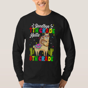 Goodbye Seurth Grade Hello 8th Grade Llama Sloth T-Shirt