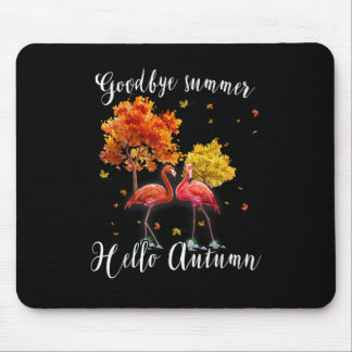 Goodbye Summer Hello Autumn Maple Flamingo Leaf Fa Mousepad